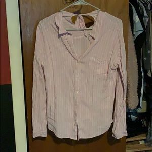 Small button up bow back fashion nova top